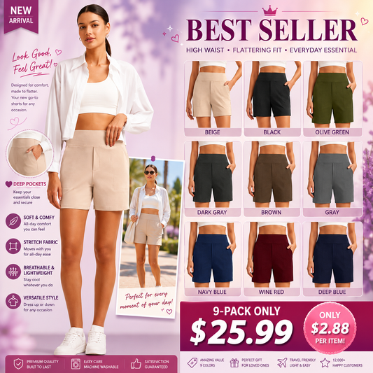 Women's Athletic Shorts High Waisted Running Yoga Shorts Summer Casual Burmuda Shorts with Pockets Activewear