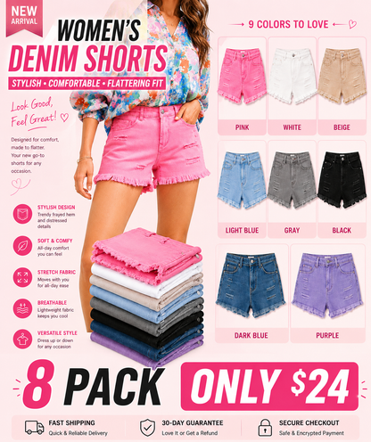 Women's Casual Mid Rise Denim Shorts